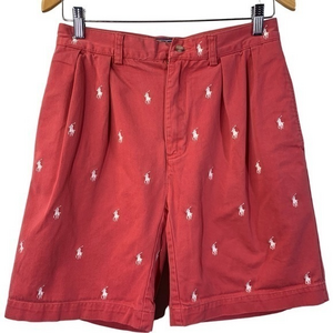 POLO RALPH LAUREN Red All-Over Pony Print‎ Chino Shorts